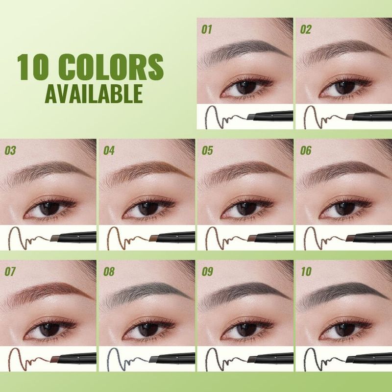 Pudaier - Dual-Ended Waterproof Eyebrow Pen - 9 Colors