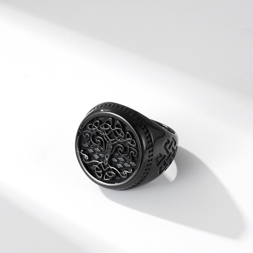 Norse Mythology Celtic Knot Tree of Life Stainless Steel Ring Men's Hand Jewelry