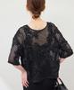 ROPE PICNIC Mesh Cord Embroidered Pullover Top In Black Women's (01)