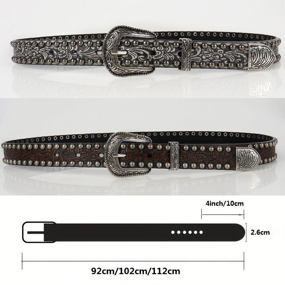 Y2K Round Rivet Belt Chic Alloy Buckle Waistband Women Man Jeans Belts