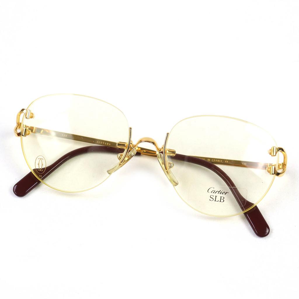 Excellent Cartier Glasses Two Point Rimless Gold bordeaux mens Used