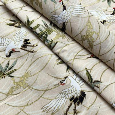 100*148cm Japanese Style Crane Printed Fabric Poplin Bronzing Crane Cloud Fabric For DIY Sewing Patchwork Kimono Cheongsam