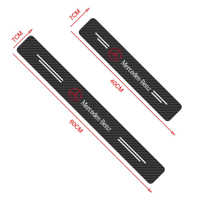 4Pcs Car Door Plate Carbon Fiber Threshold Protector Sticker For Mercedes Benz AMG GLC GLE CLA W204 W205 W203 W211 W212 W213