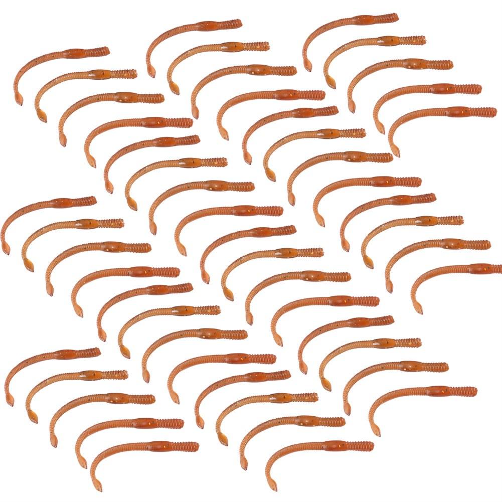 

50pcs 77mm Worm Shape Soft Lures Bait Lifelike Baits Worm Tail Fishing Tackle