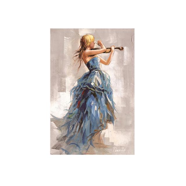 Abstraktes Mädchen Ballerina Gitarre Öl Leinwand Malerei Poster und Drucke Wandbilder für Cuadros Wohnzimmer Home Decor Kein Rahmen