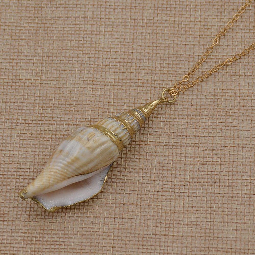 Men Women Collar Sweater Chain Conch Shell Pendant Natural Necklace Beach Style Men Women Collar Sweater Chain Conch Shell Pendant Natural Necklace Beach Style