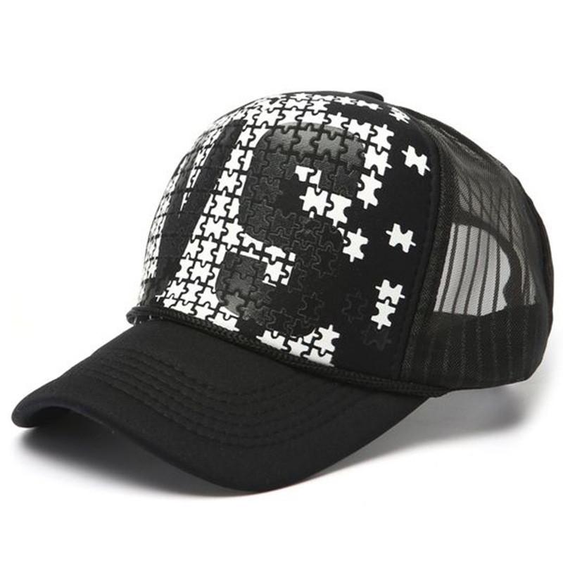 Alphabet Embroidered Mesh Cap With Sun Protection For Summer Casual Wear