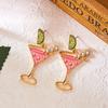 Creative Cocktail Cup Series Design Drop Earrings for Women Imitation Pearl Crystal Rhinestone Goblet Earring Fashion Jewelry