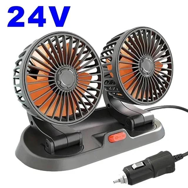 Car Fan Three-Head Automotive Electric Fan USB/12V/24V Fan 2 Speeds Car Silent Fan for Truck Car SUV RV Tent Auto Vehicles