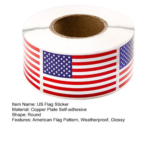 250 Stück/Rolle Aufkleber Amerikanische Flagge Blau Rot Weiß Gestreift Sternmuster USA Flaggenaufkleber Wetterfest Kupfer Selbstklebend Glänzend