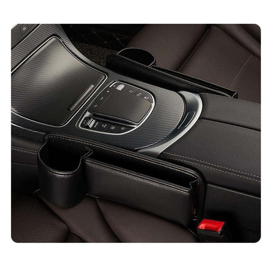 Front Left Seat Gap Storage Box Console Side Seat Filler Organizer w/Cup Holder