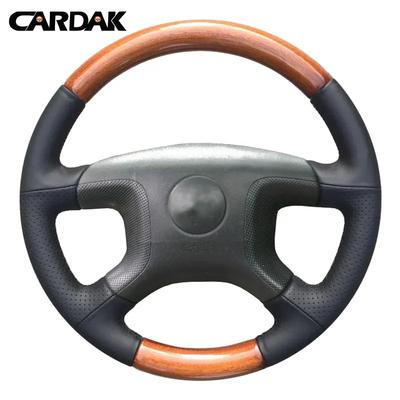 CARDAK Black Artificial Leather Car Hand-stitched Steering Wheel Cover for Mitsubishi Pajero 2004 2005 2006 2007 2008 2009 2010