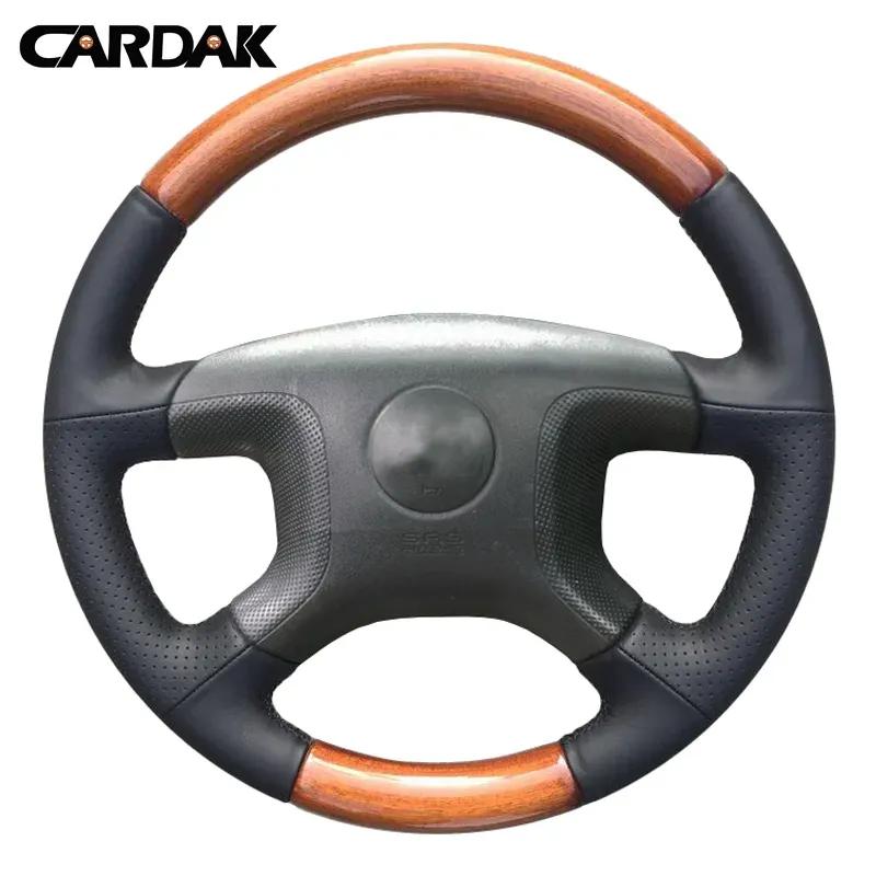 CARDAK Black Artificial Leather Car Hand-stitched Steering Wheel Cover for Mitsubishi Pajero 2004 2005 2006 2007 2008 2009 2010