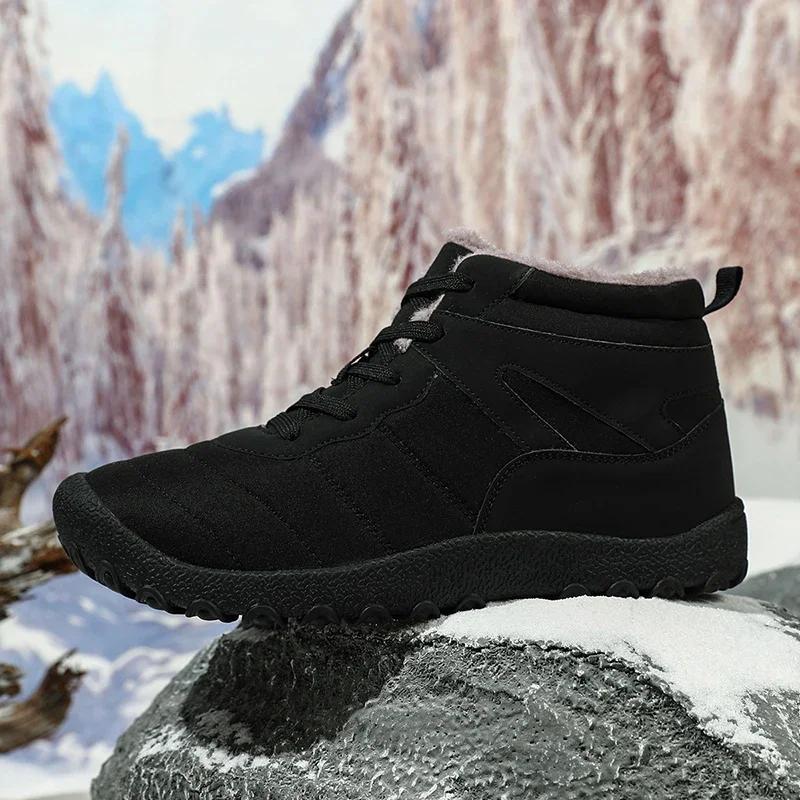 

Мужская повседневная обувь для босых ног на снегу, новые зимние ботинки, рабочая обувь для улицы, супертеплые меховые мужские ботинки по щиколотку, мужские зимние ботинки, большой размер 48 39