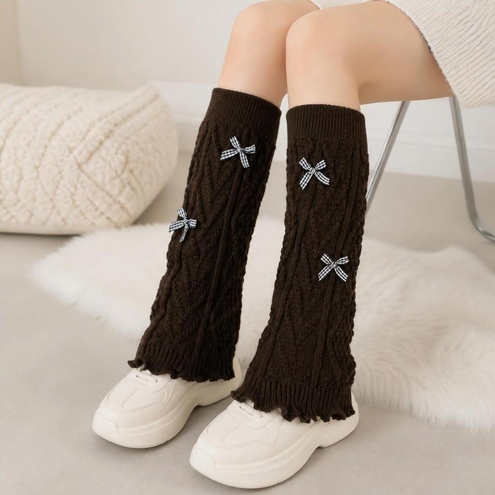 Knitted Style Bow Tie Leg Warmers Pile Stockings Stacked Socks Cute Guards Socks Ballet Style