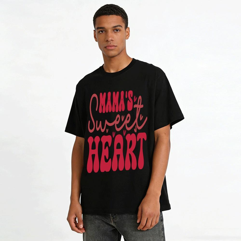 Mama's Sweet Heart Love Print Casual Top For Family Wear Pure Cotton T-shirt