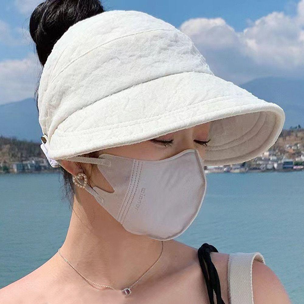 

Широкополые пляжные кепки Складная шляпа-ведро Летние козырьки Женские бежевый