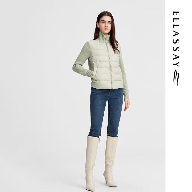 ELLASSAY Women's Knit Stand Collar Down Jacket