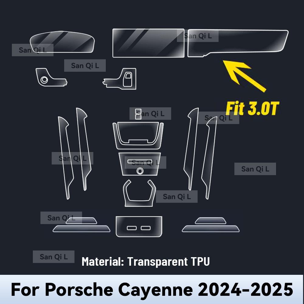 

For PORSCHE Cayenne 2024 2025 TPU Car Navigation Screen Film Gearbox Protective Sticker Anti-scratch Interior Accessories Left rudder driving