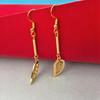 Gold-Plated Hollow Leaf Dangle Earrings for Women - Fashion Jewelry Gift