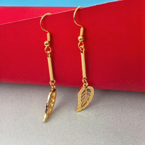 Gold-Plated Hollow Leaf Dangle Earrings for Women - Fashion Jewelry Gift