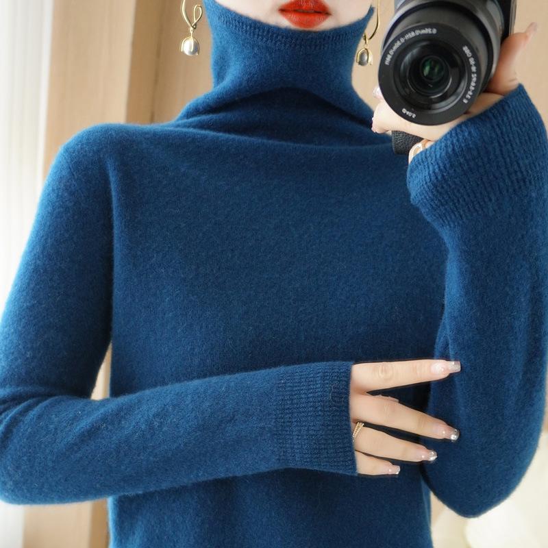 Turtleneck Pullover Fall/winter Cashmere Sweater Women Pure Color Casual Long-sleeved Loose Pullover Bottoming Women's