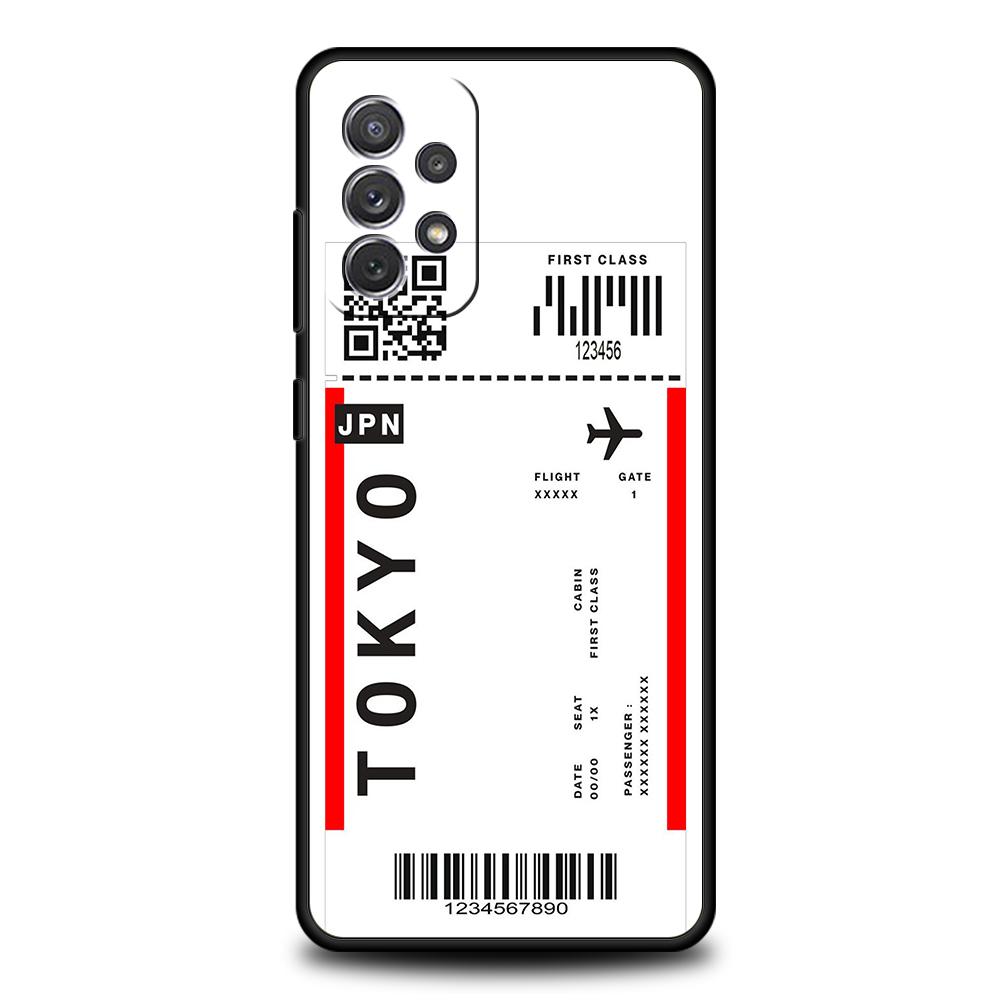 World Travel Ticket Seoul New York Phone Case for Samsung Galaxy A51 A71 A72 A73 A13 A23 A32 A33 A52 M31 M21 M22 A21S Soft Shell
