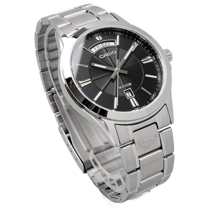 Casio MTP-1381D-1AV Men's Analog Quartz Watch, Silver/Black Metal Band