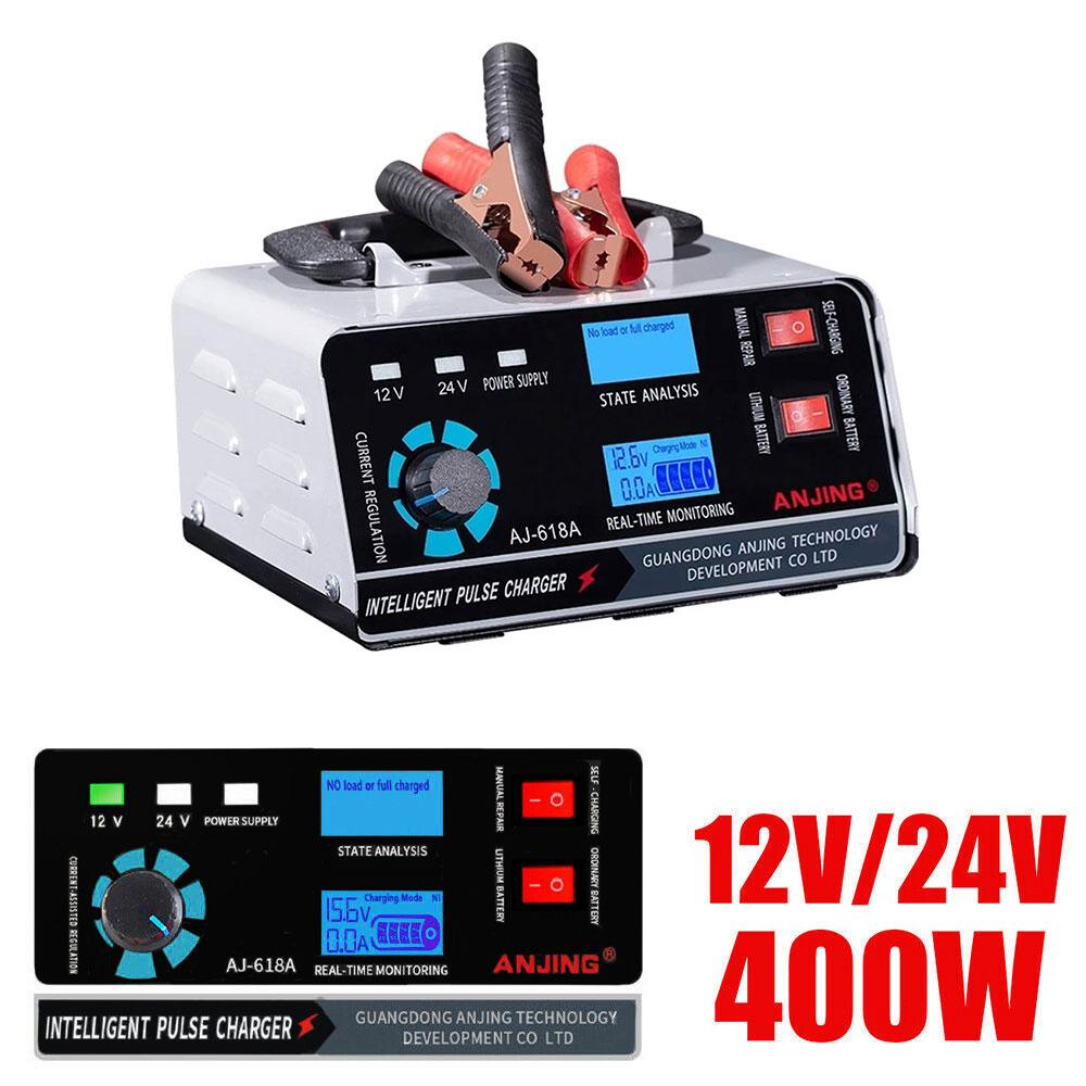 12V/24V 400W Smart Car Battery Charger Automatic Pulse Repair Boat Trickle