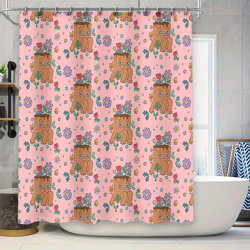 

Cute Animal Shower Curtain Forest Wildlife Bathroom Decor Nature Themed Backdrop Waterproof Fabric Panel Washable W60H190(CM)-1 Pcs
