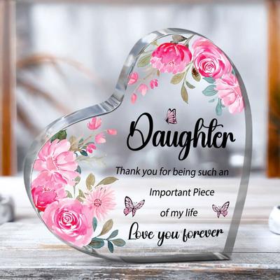 2D Flat Elegant Floral Acrylic Decorative Plaque and Ornament: Desk Decor and Meaningful Gift for Your Daughter's Special Occasions - Graduation