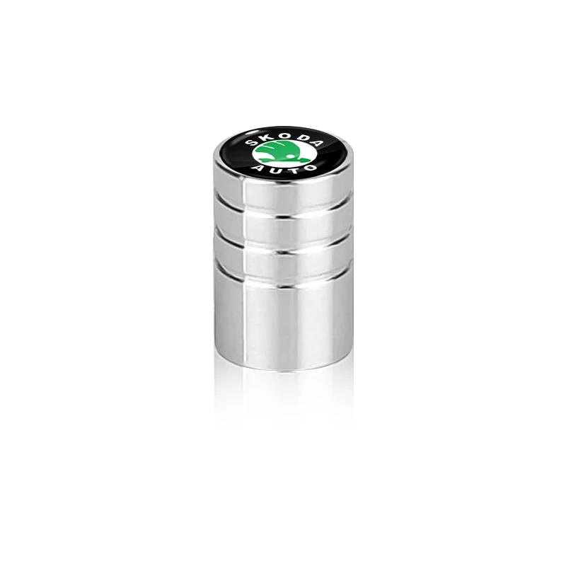 2025 Chaud 4 Pièces/set Alliage de Zinc Bouchons d'Air pour Valve de Pneu de Voiture Articles Antivol Pour Skoda Fabia Kamiq Rapid Kodiaq Octavia a5a 7 2 Ye