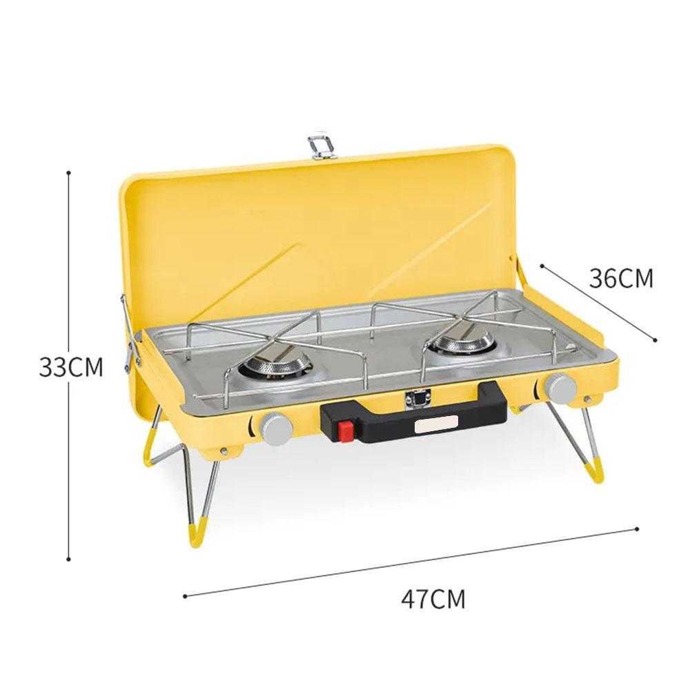2-Burner Propane Camping Stove Portable Separately Adjustable Double Propane Burner Built-in Carrying Handle & Wind Panels