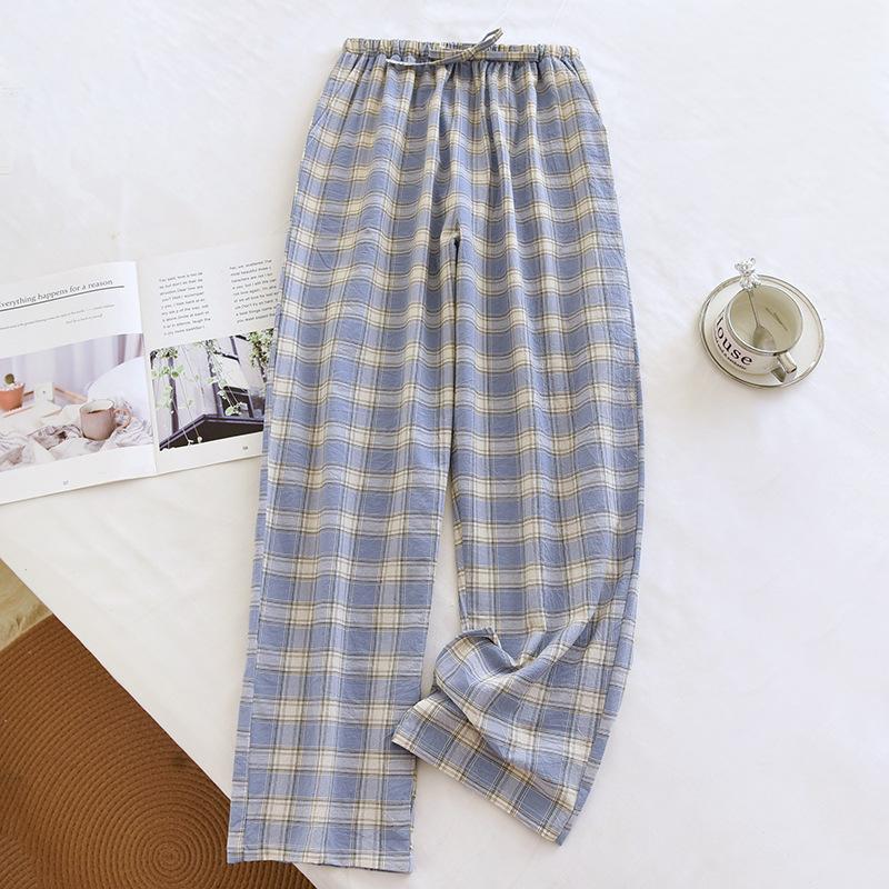 Men's Elastic Waist Lounge Pants - Summer Lightweight Checkered Style with Simple Pockets, Suitable for Casual Wear