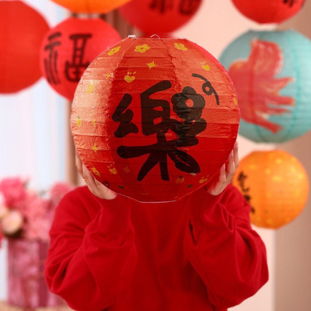 Round Festival Lantern Mid Autumn Chinese Style Lantern Hanging Paper Lamp  Indoor Outdoor