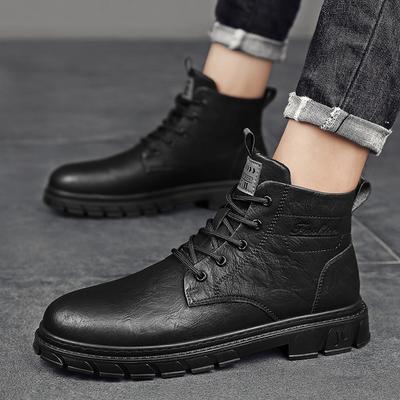 Męskie buty w stylu brytyjskim, wysokie, grube, codzienne buty, męskie, grube, wygodne, miękkie, skórzane, kowbojskie buty