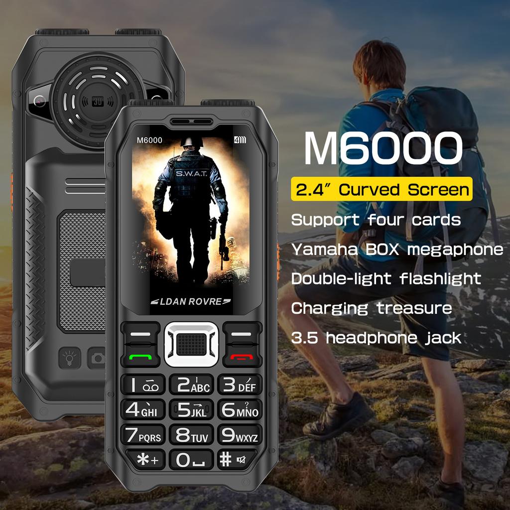 4 Cards 4 Stay Multi-card Stay Multi-card Stay Big Electric Tyrant Three-proof Elderly Mobile Phone Outdoor Standby Long Double Flashlight Big Speaker