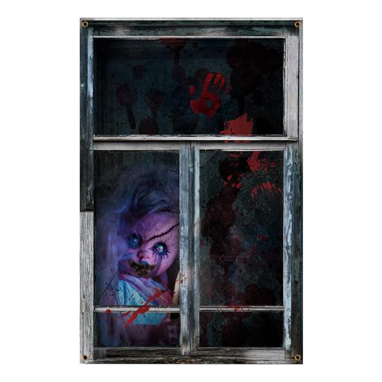 Halloween Vorhang Dekoration Blut Fenster Abdeckung Scary Halloween Fenster Silhouette Poster für Innen