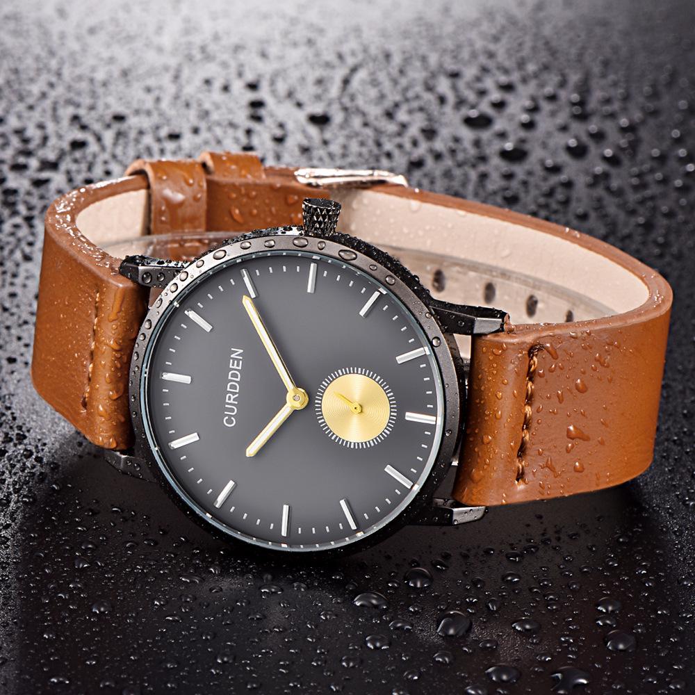 CURDDEN Мужские часы Кварцевые часы Кожаный ремешок Кварцевые часы с круглым циферблатом — фото 8