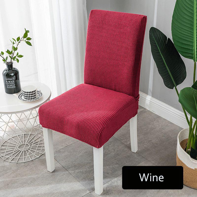 

Solid-colored Stretch Dining Chair Cover For Home Decoration And Protection WineRed