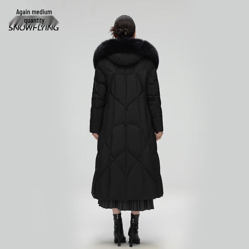 XueZhongFei Women's Long Hooded Fox Fur Collar Down Jacket