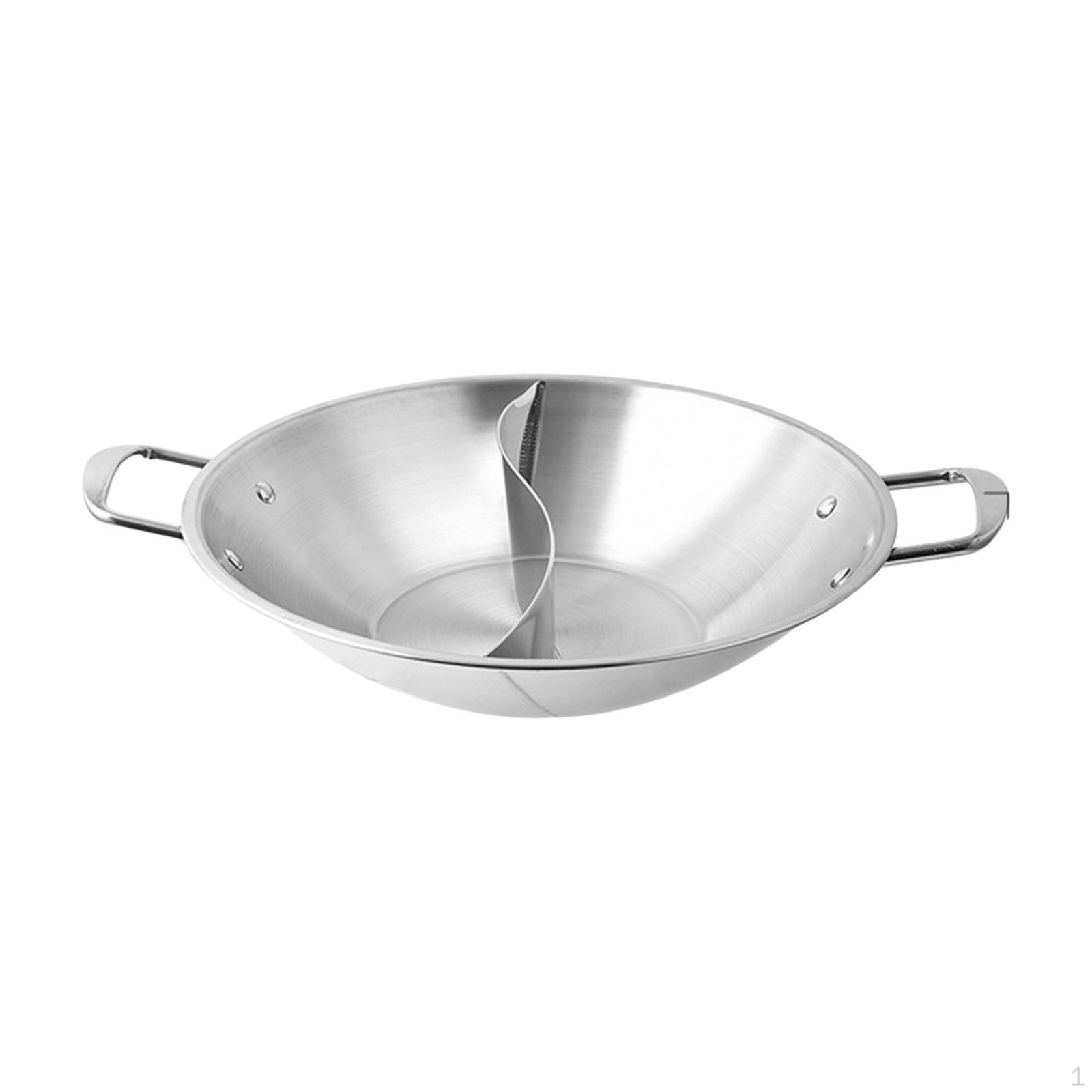 

Stainless Steel Divided Pot Soup Cookware Multifunctional for Family Gathering 38cm