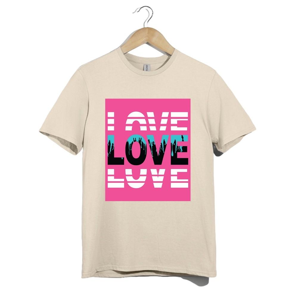 Bold LOVE T-Shirt – Drip Art Pink Pride Graphic Tee Retro Streetwear Style