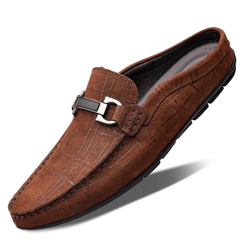 Men s Casual Cowhide Slip-On Driving Loafers 45 коричневый