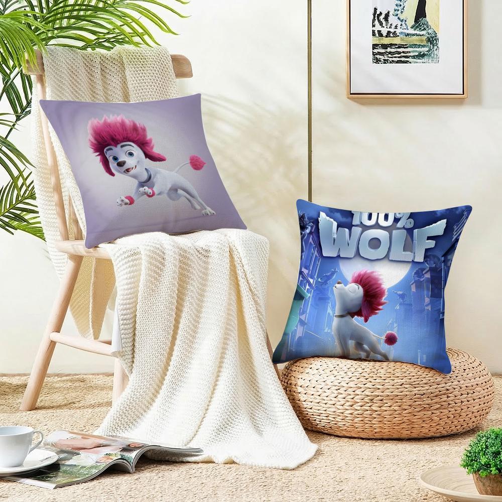 Whimsical W100 WolfS Cushion Cover Breathable and skinfriendly linen pillowcase square removable and washable cushion