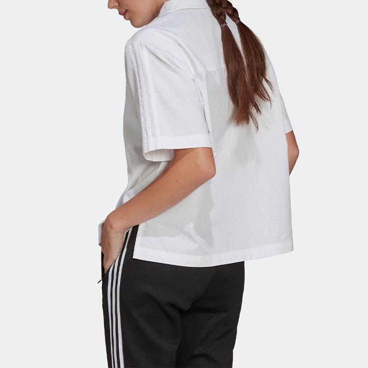 Adidas Originals SS22 Solid Striped Sports Home Short Sleeve Shirt Women shirts White HC2053