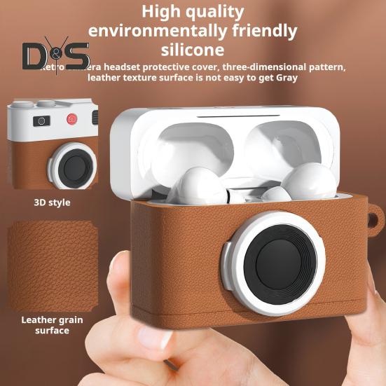 Headphone Case Protective Cover Shockproof Impact Resistant Retro 3D Camera Protective Silicone Skin Cover for AirPods 4