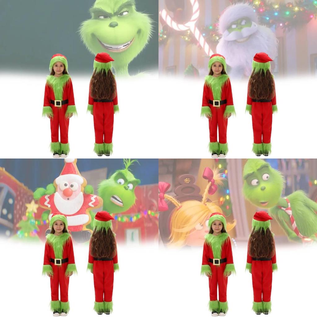 Adorable Christmas Grinch Costume For Kids In Soft Polyester For Festive Celebrations