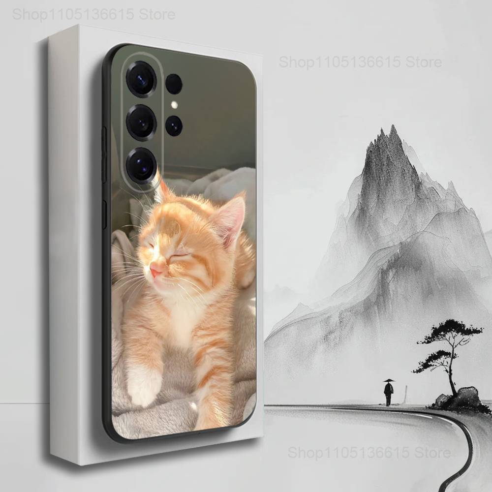Cute Animals Clingy Cats Phone For Samsung S22,Ultra,S25,S24,S23,FE,Plus,S21,S20,Lite,S10,S9,Soft Silicone Black