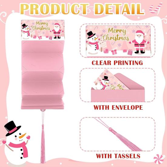 2026 Christmas Cash Gift Envelope 10-Slot Surprise Holder Festive Card Cash Wallet Personalized Gifts Fancy Red Tassel for Family Friends